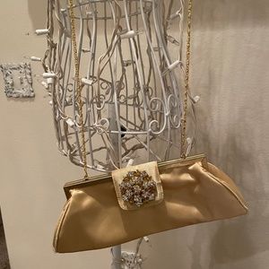 Gold Silk Purse with Diamond Pendant